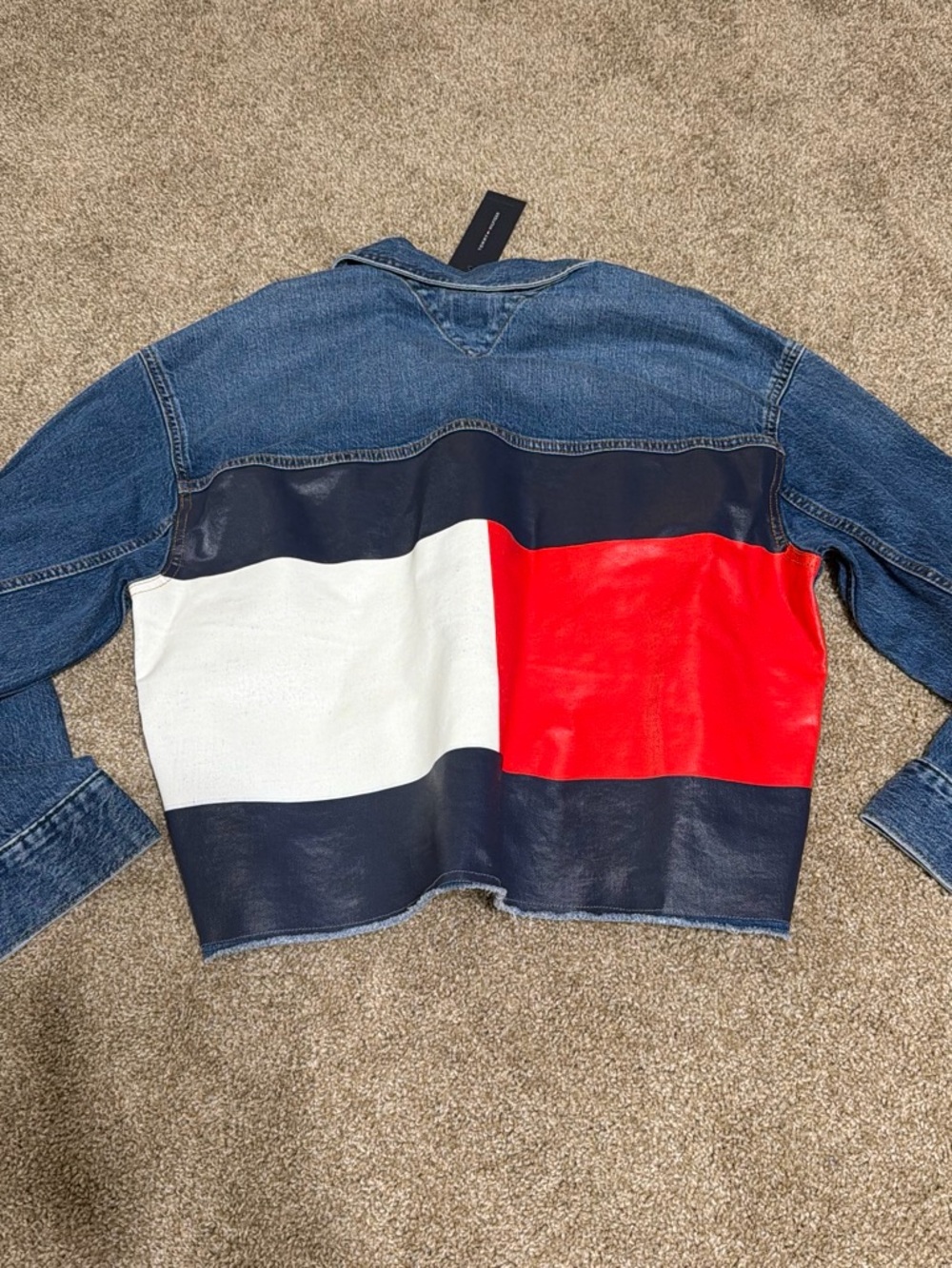 Tommy Hilfiger Brand New Colorblock Denim Jacket in Red, White & Navy